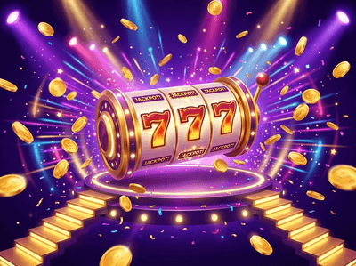 A magical fantasy casino atmosphere with glowing purple and gold elements